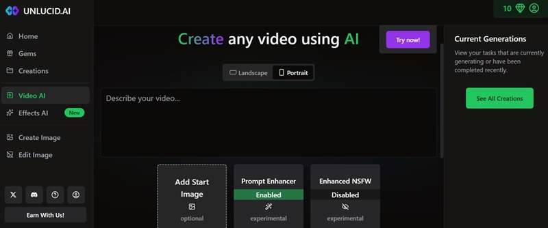 create ai video in unlucid ai
