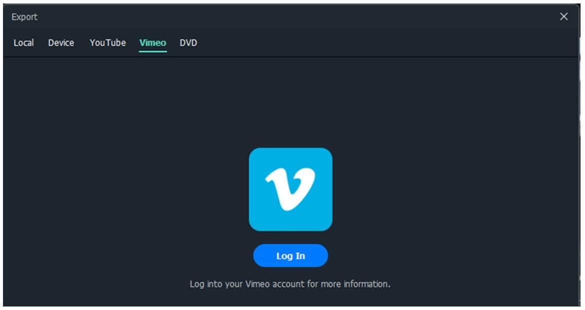 mengunggah video ke vimeo filmora