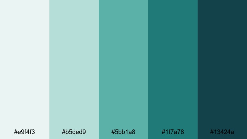 urban aqua branding teal green blue color palette with hex codes