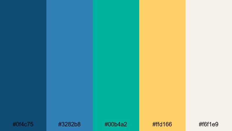 urban aqua highlight green blue yellow color palette with hex codes