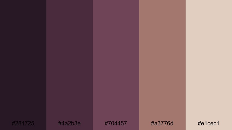 urban aubergine luxe purple brown color palette with hex codes