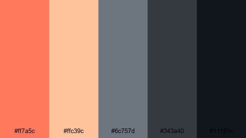 urban coral chrome coral reef color palette with hex codes