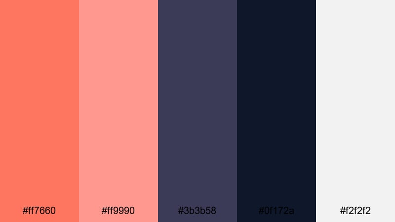 urban coral contrast salmon pink color palette with hex codes
