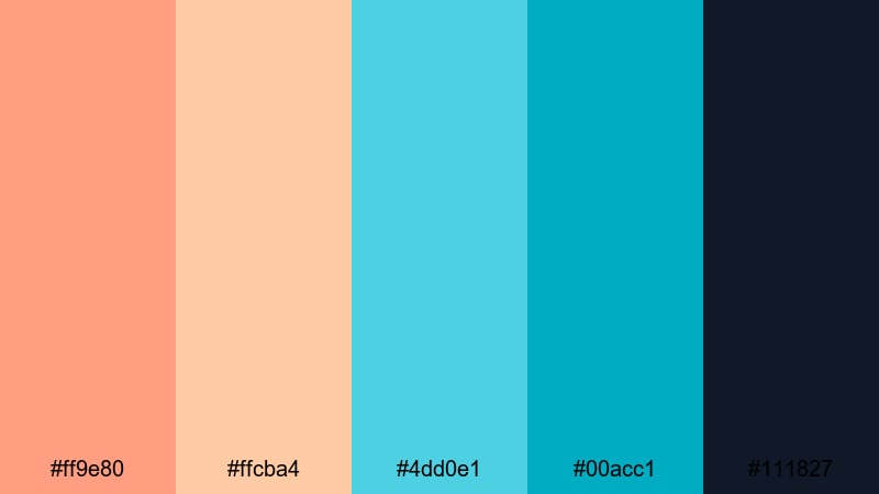 urban glass reflection orange cyan color palette with hex codes