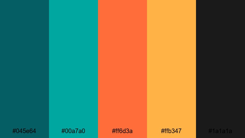 urban heatwave fade teal orange color palette with hex codes