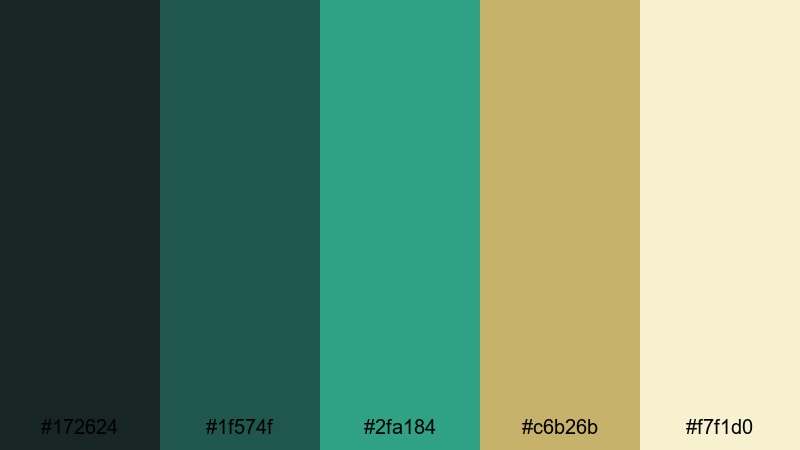 urban jade accent gold green color palette with hex codes