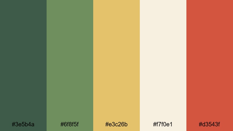 urban jungle title card moss green color palette with hex codes