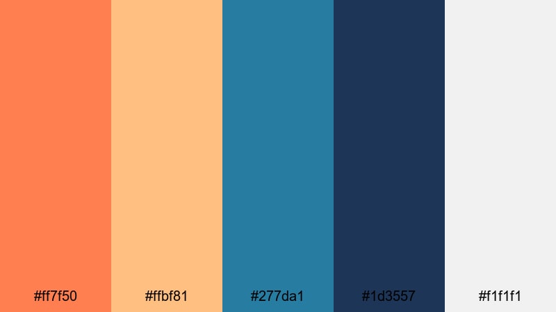 urban loft accent orange blue color palette with hex codes