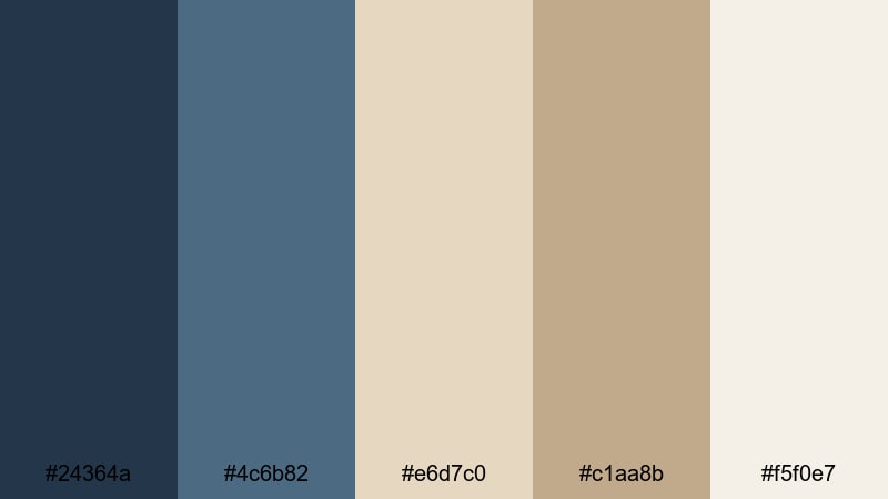 urban loft calm blue tan color palette with hex codes
