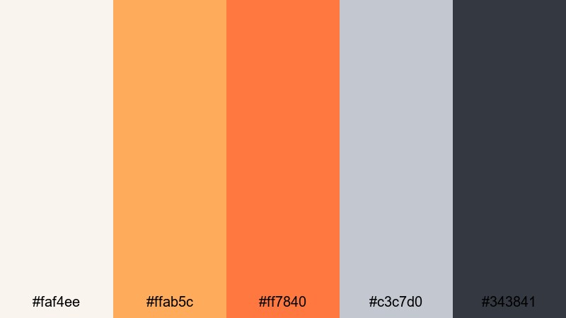 urban loft citrus orange gray color palette with hex codes