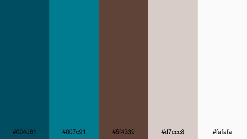 urban loft earthtones blue green brown color palette with hex codes