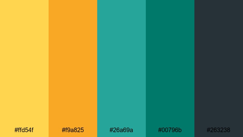 urban loft glow yellow teal color palette with hex codes