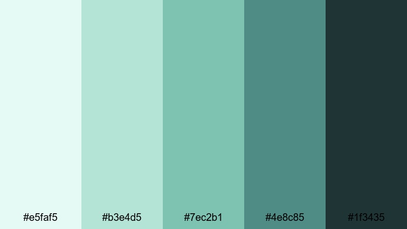 urban loft mint mint green color palette with hex codes