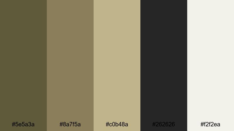 urban loft moss brown olive color palette with hex codes