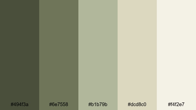 urban loft neutral dark olive green color palette with hex codes