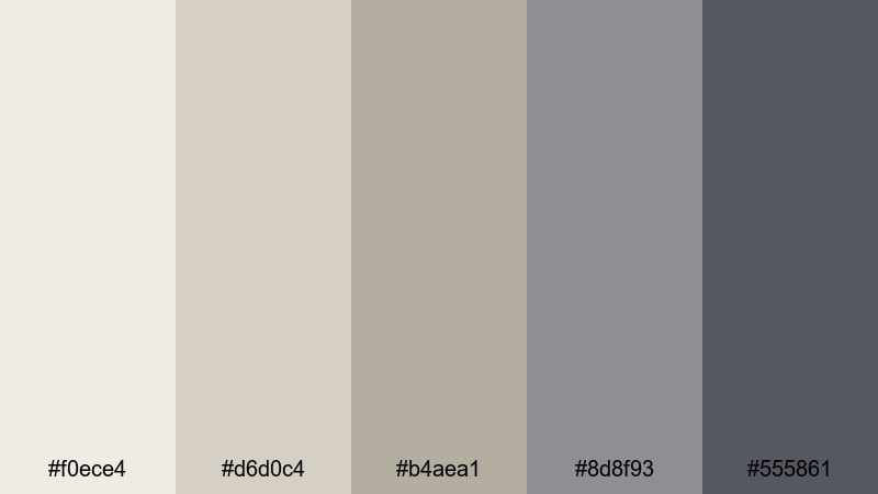 urban loft neutrals beige gray color palette with hex codes