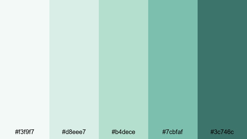 urban loft spa blue mint green color palette with hex codes