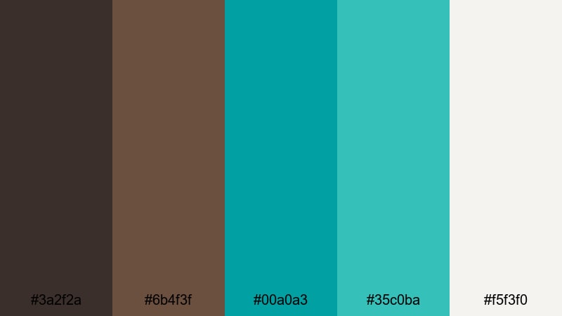 urban loft splash brown turquoise color palette with hex codes