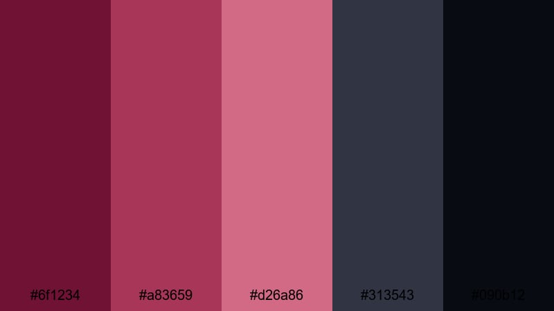 urban midnight bloom dark pink color palette with hex codes