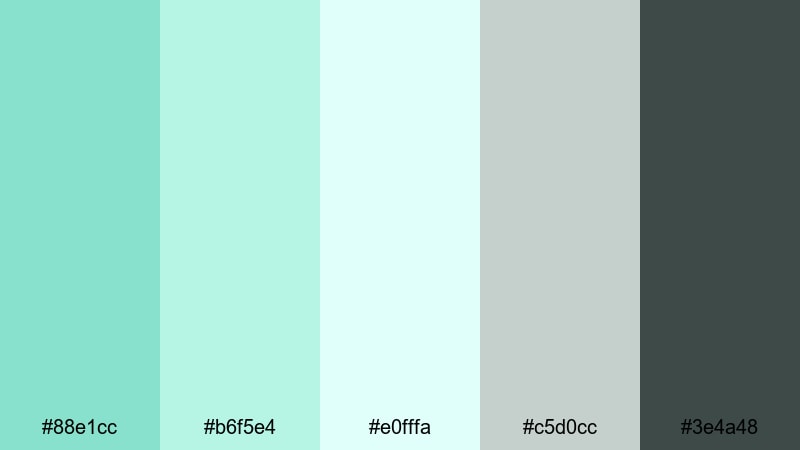 urban mint monochrome mint color palette with hex codes