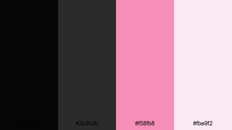 urban monochrome blush black pink color palette with hex codes