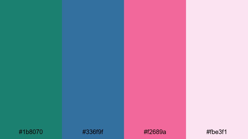 urban mosaic afterglow green blue pink color palette with hex codes