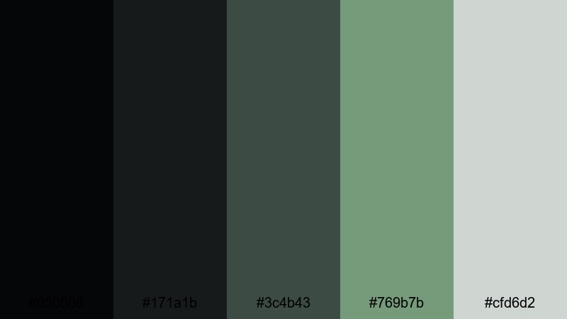 urban moss concrete black green color palette with hex codes