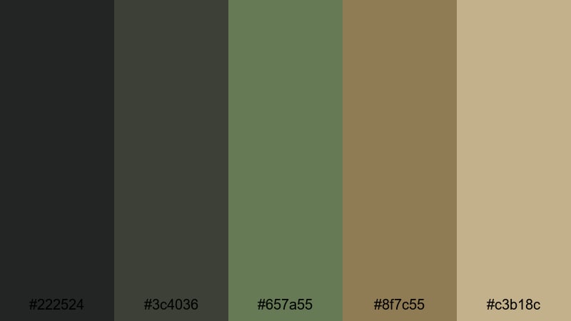 urban moss grunge brown green color palette with hex codes
