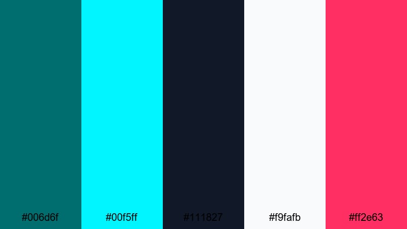 urban neon current dark turquoise color palette with hex codes