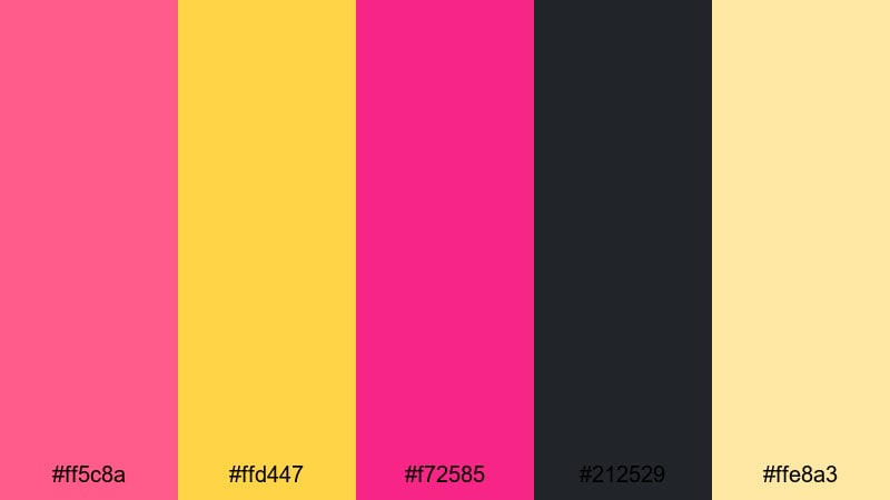 urban neon fade yellow pink color palette with hex codes