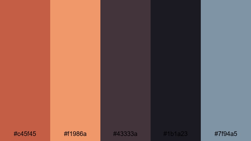 urban night terracotta terra cotta color palette with hex codes