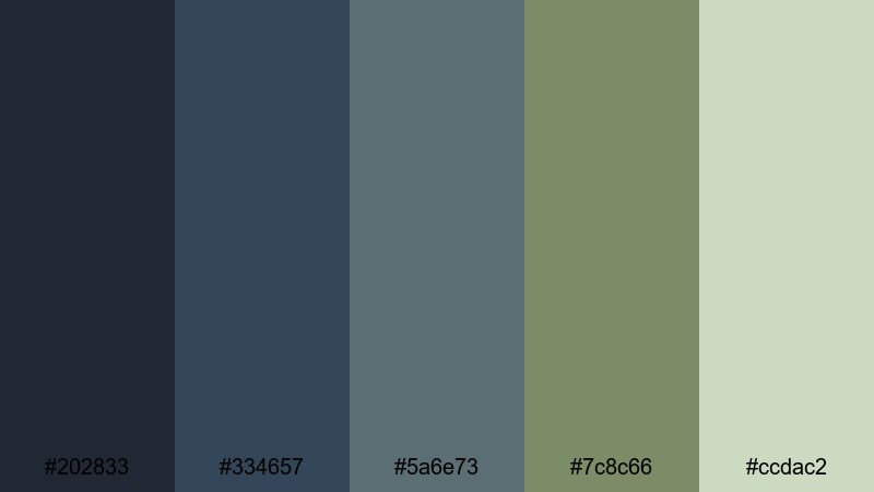 urban olive fade blue olive green color palette with hex codes