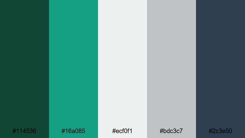 urban pine minimalist pine green color palette with hex codes