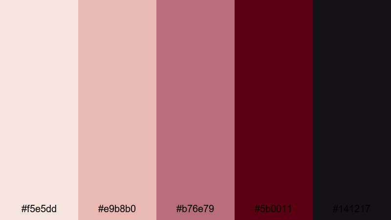 urban rose glam rose gold burgundy color palette with hex codes