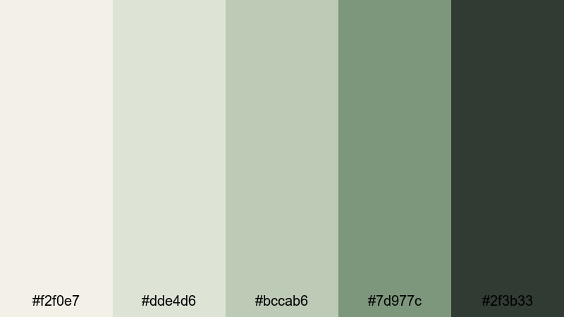 urban sage minimal green cream color palette with hex codes