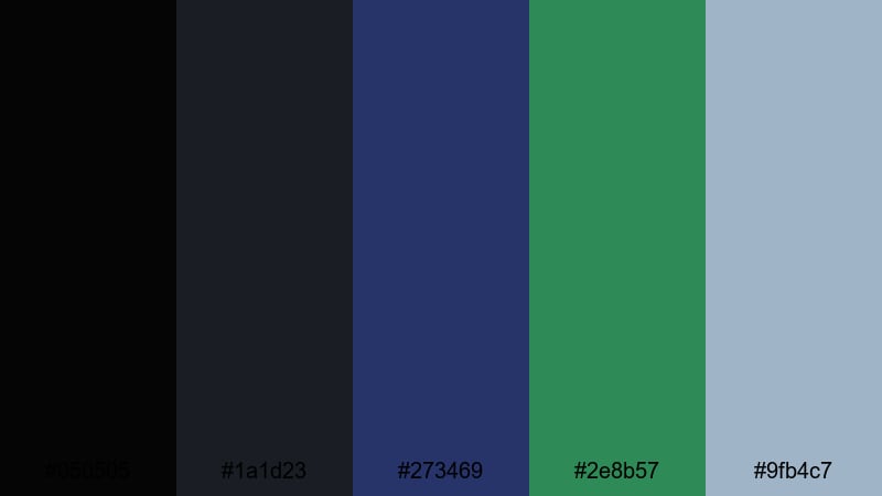 urban screen static black blue green color palette with hex codes
