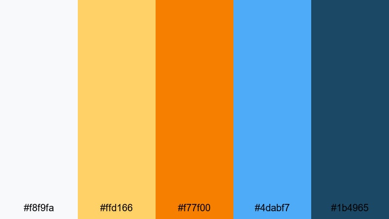 urban skyline gradient yellow orange blue color palette with hex codes