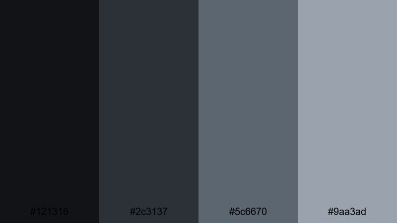 urban smoke and steel dark gray color palette with hex codes