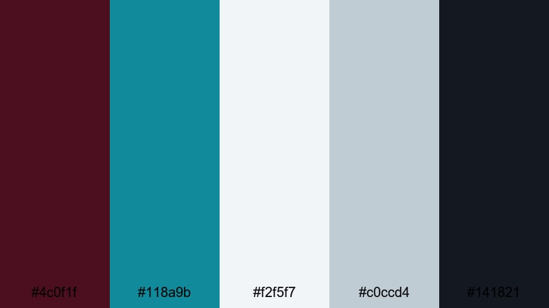 urban wine reflections burgundy teal color palette with hex codes