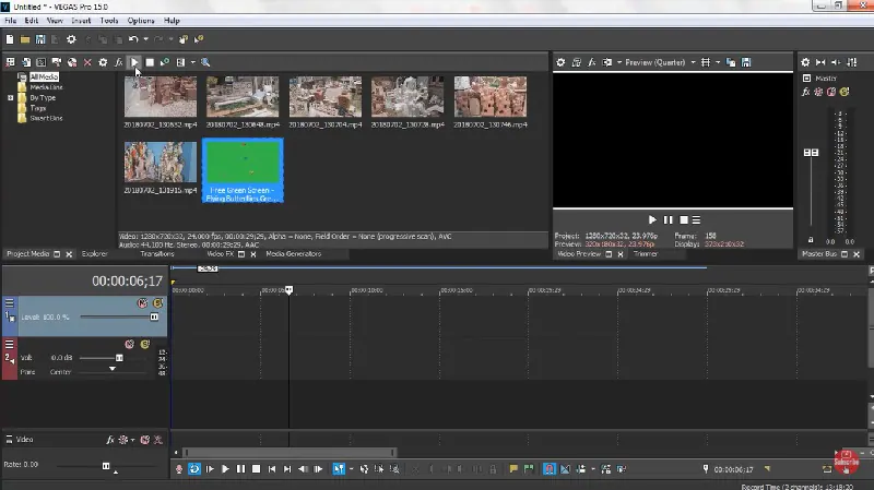 استعراض المشاهد في Vegas Pro