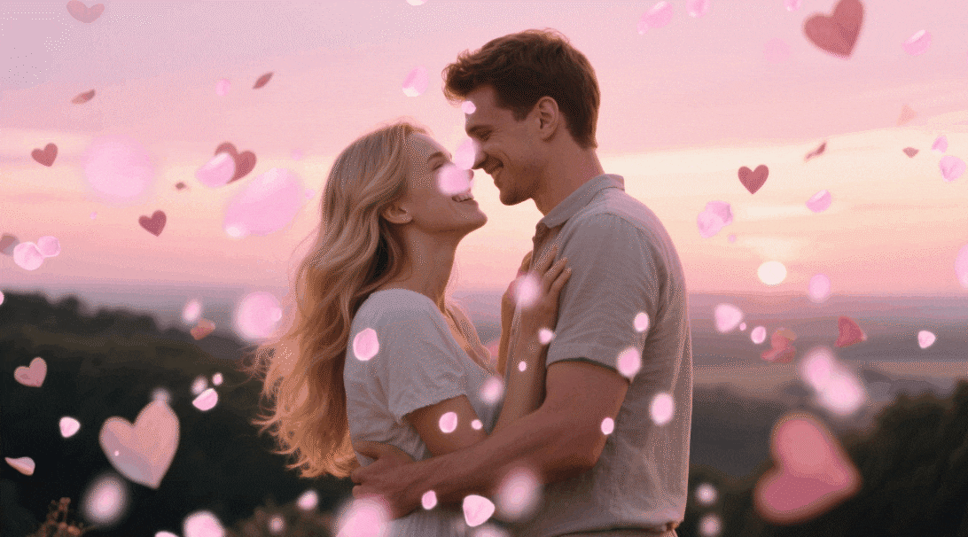 Valentine petals overlay effects