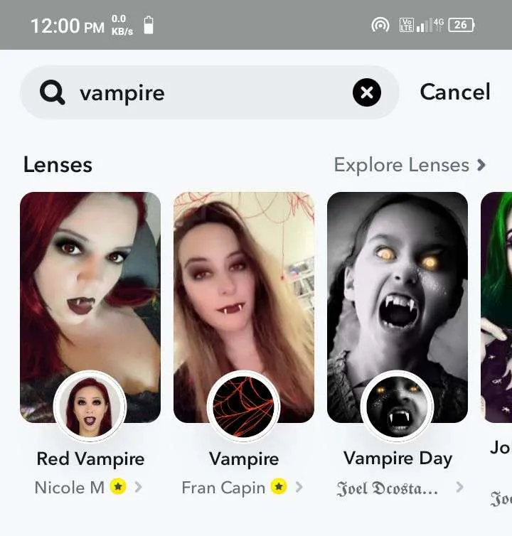 search vampire on Snapchat 