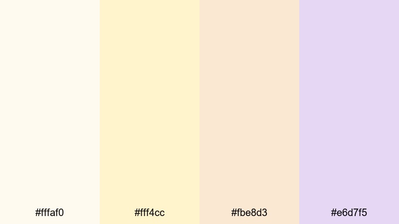 vanilla cloud glow light yellow color palette with hex codes