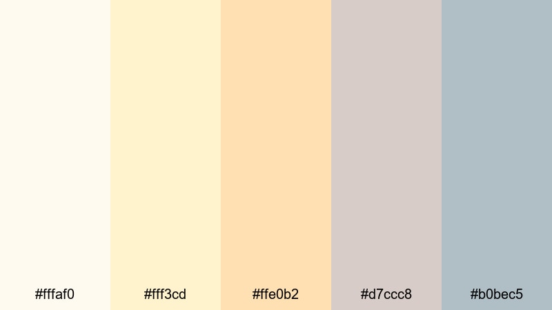 vanilla macaron tones yellow color palette with hex codes