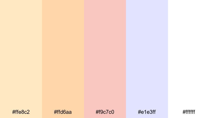 vanilla petal cloud peach yellow color palette with hex codes