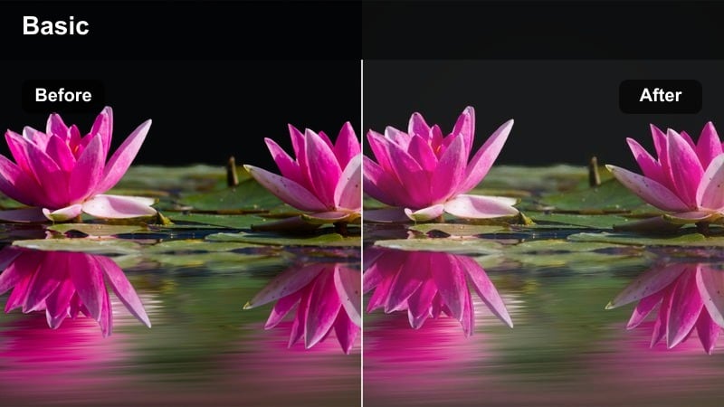 Makeup vlogger showing matte foundation with a neutral soft matte video filter.