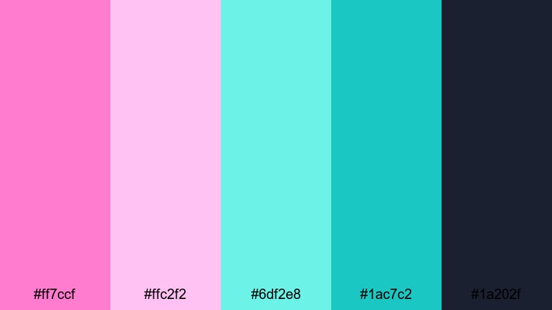 vapor drift dream pink turquoise color palette with hex codes