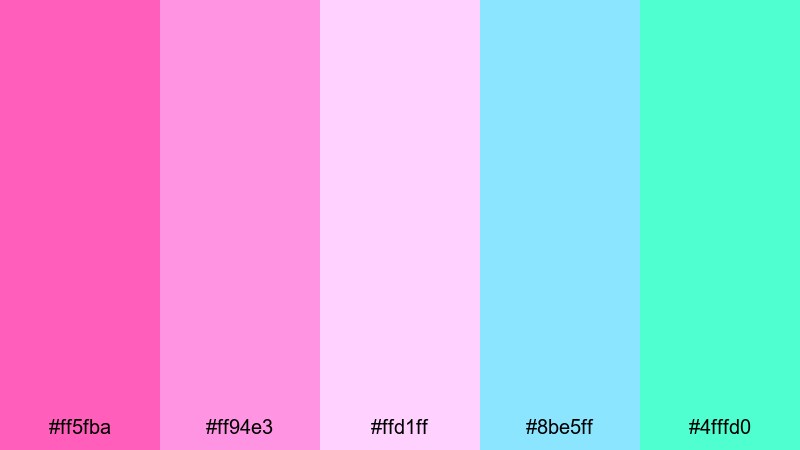 vaporwave cotton night cotton candy color palette with hex codes