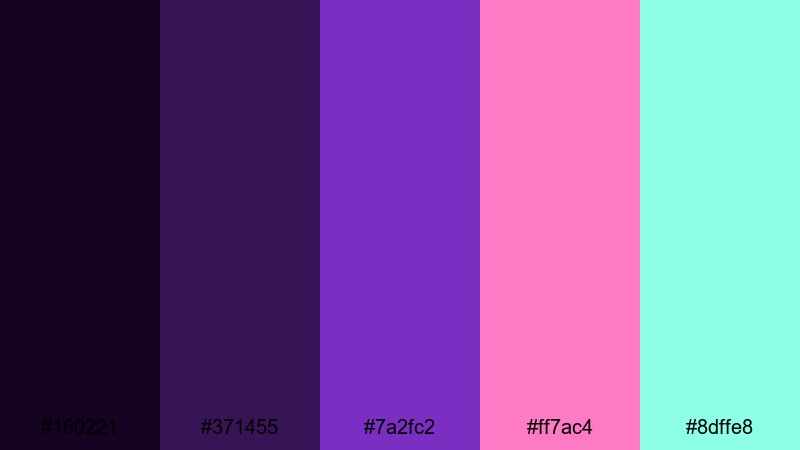 vaporwave night drive dark violet color palette with hex codes