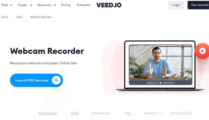 أداة تسجيل veed io عبر الإنترنت